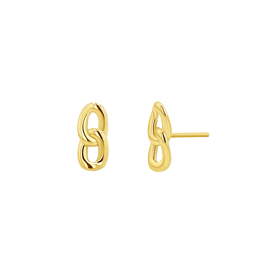 Cuban Curb Link Stud Earrings - Lotus Diamond