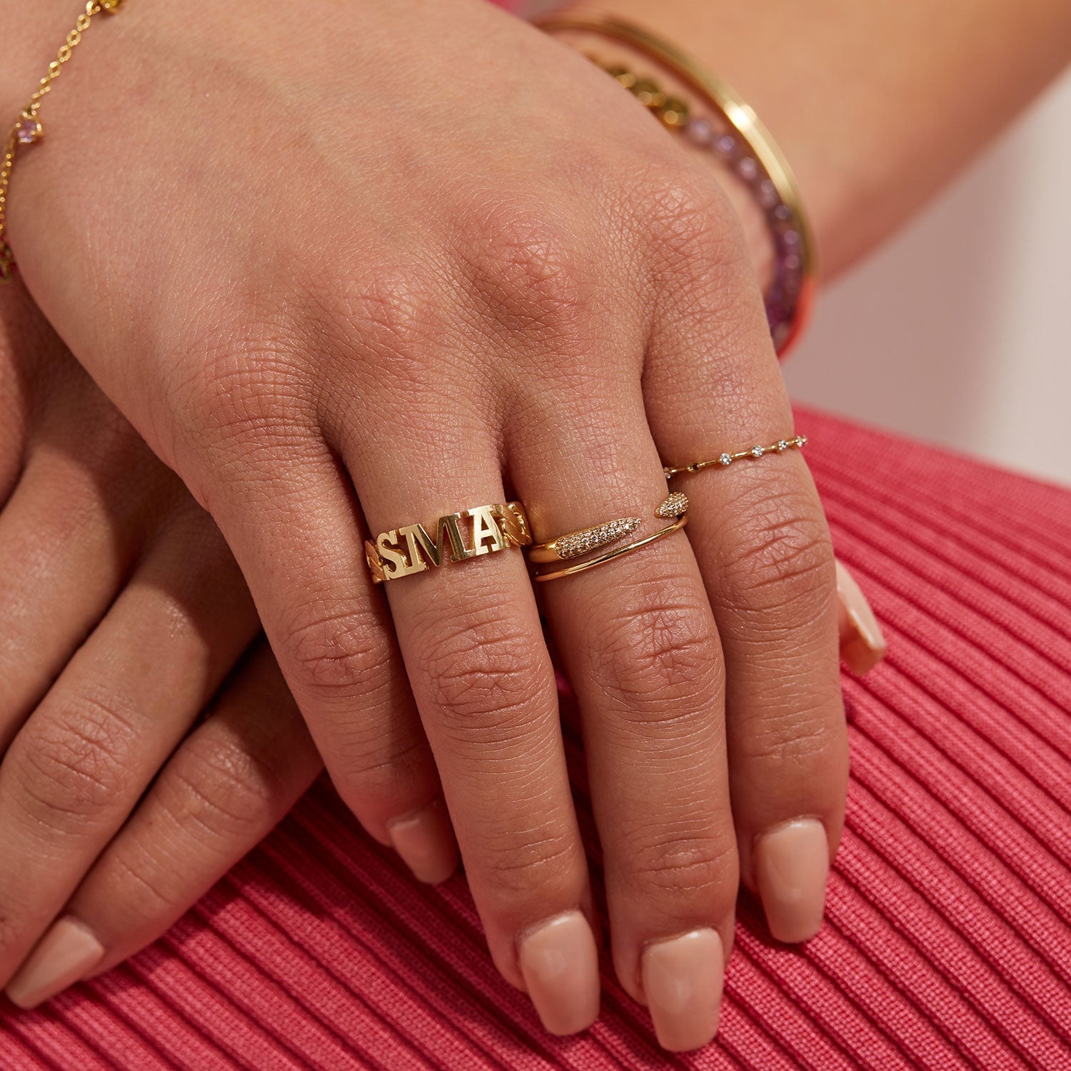 Cuban Link Custom Initial Ring - Lotus Diamond