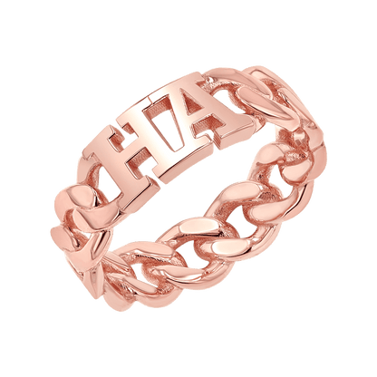 Cuban Link Custom Initial Ring - Lotus Diamond