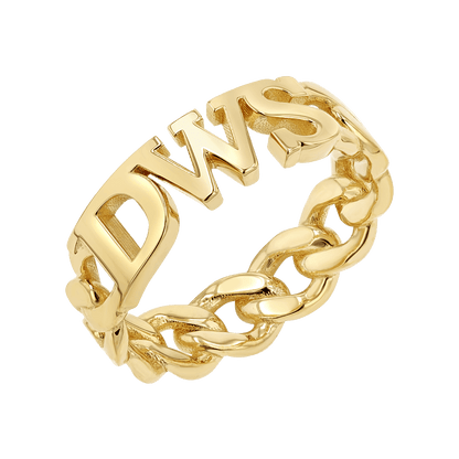 Cuban Link Custom Initial Ring - Lotus Diamond