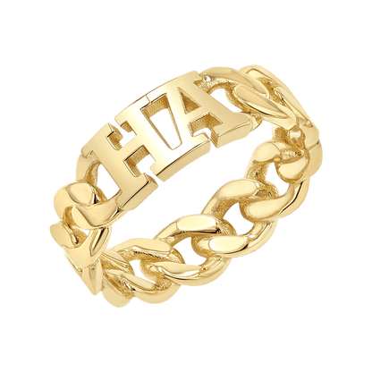 Cuban Link Custom Initial Ring - Lotus Diamond