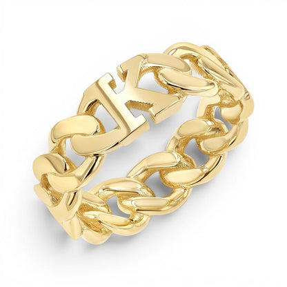 Cuban Link Custom Initial Ring - Lotus Diamond