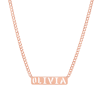 Cuban Link Custom Nameplate Necklace - Lotus Diamond
