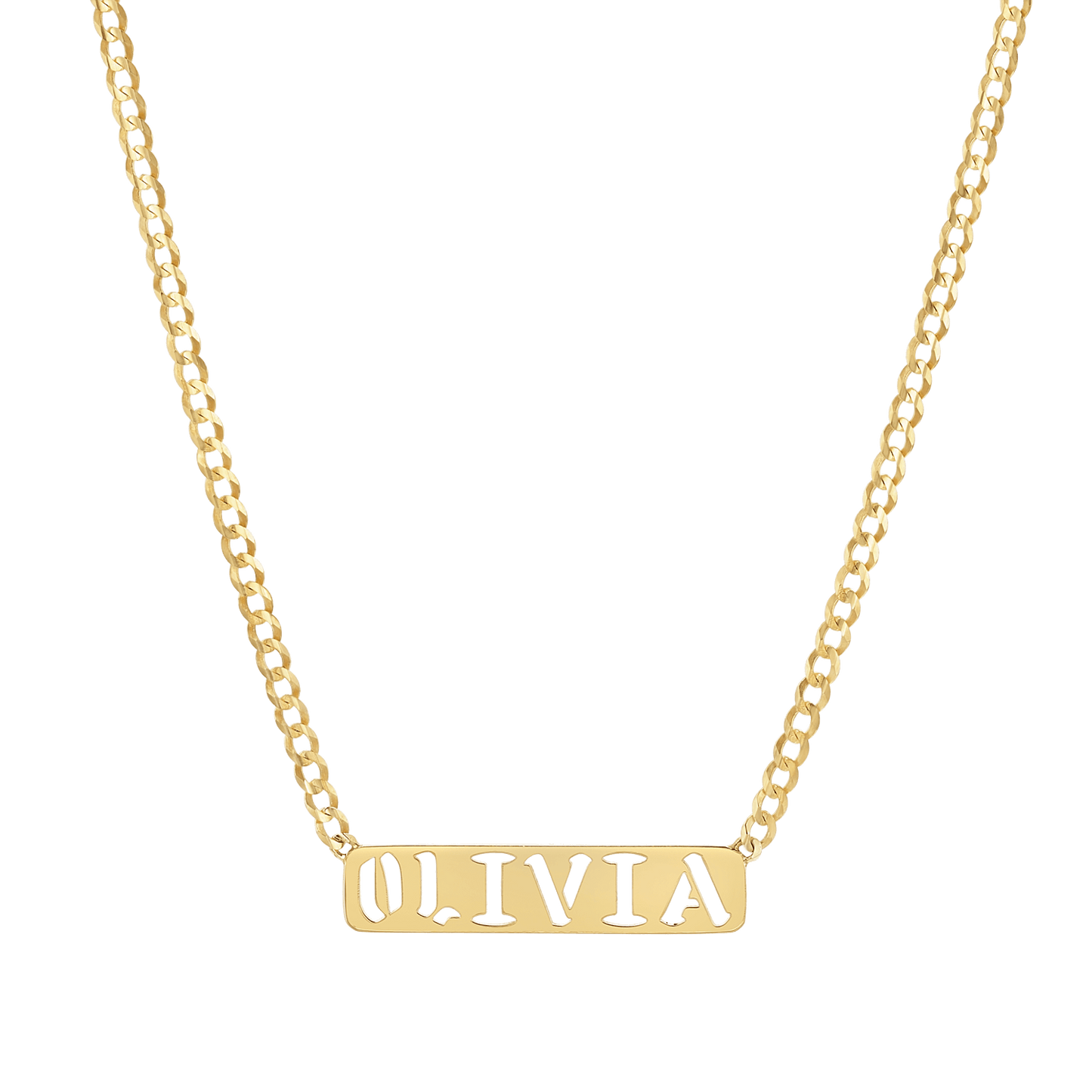 Cuban Link Custom Nameplate Necklace - Lotus Diamond