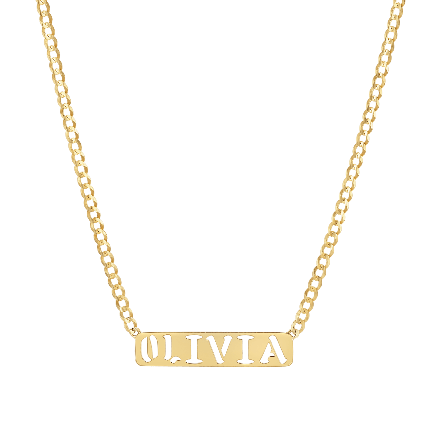 Cuban Link Custom Nameplate Necklace - Lotus Diamond