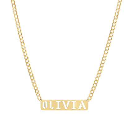 Cuban Link Custom Nameplate Necklace - Lotus Diamond