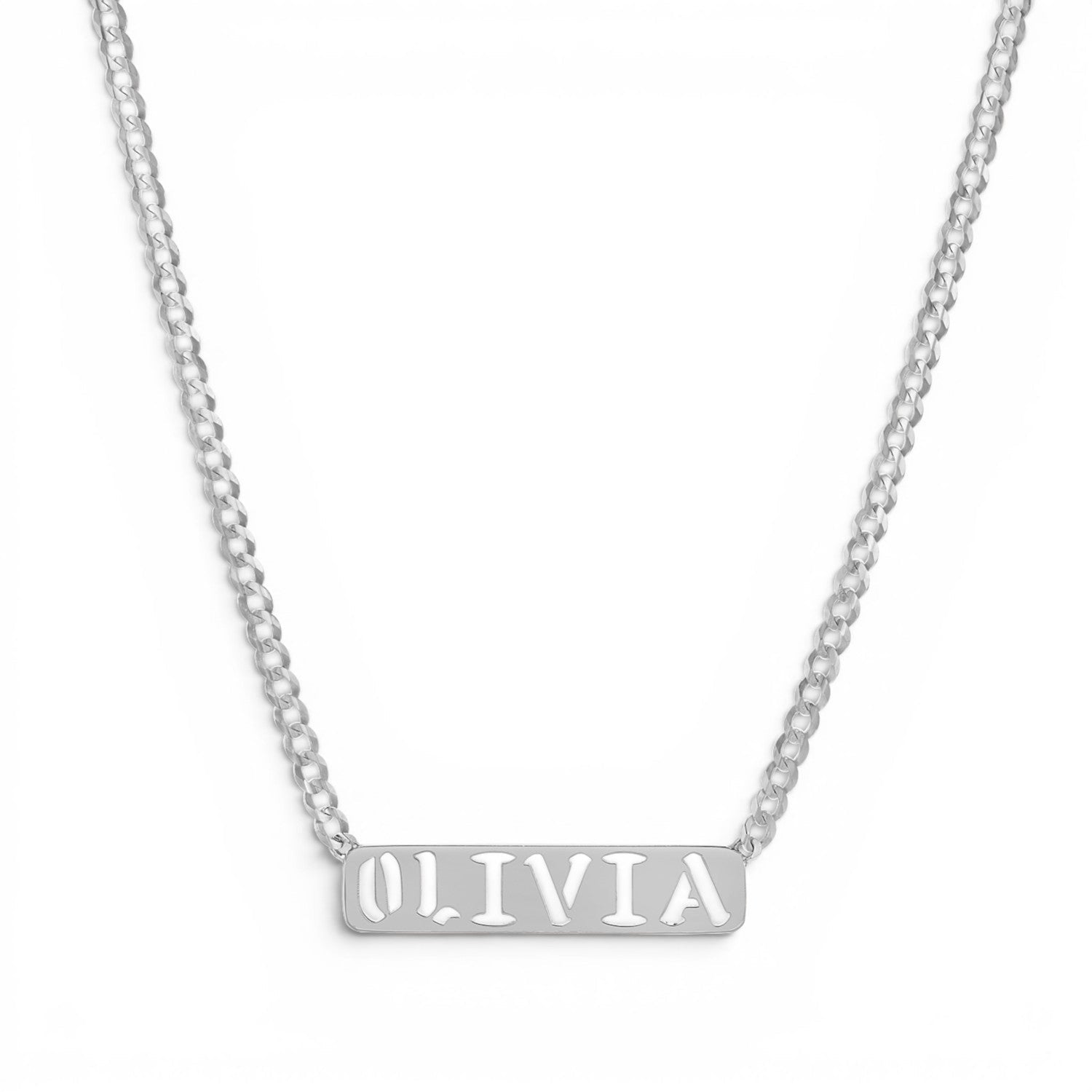 Cuban Link Custom Nameplate Necklace - Lotus Diamond