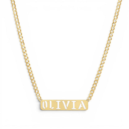 Cuban Link Custom Nameplate Necklace - Lotus Diamond