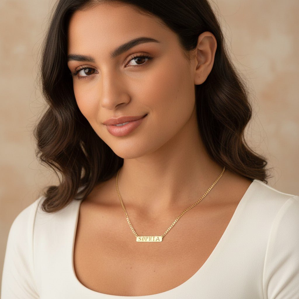 Cuban Link Custom Nameplate Necklace - Lotus Diamond