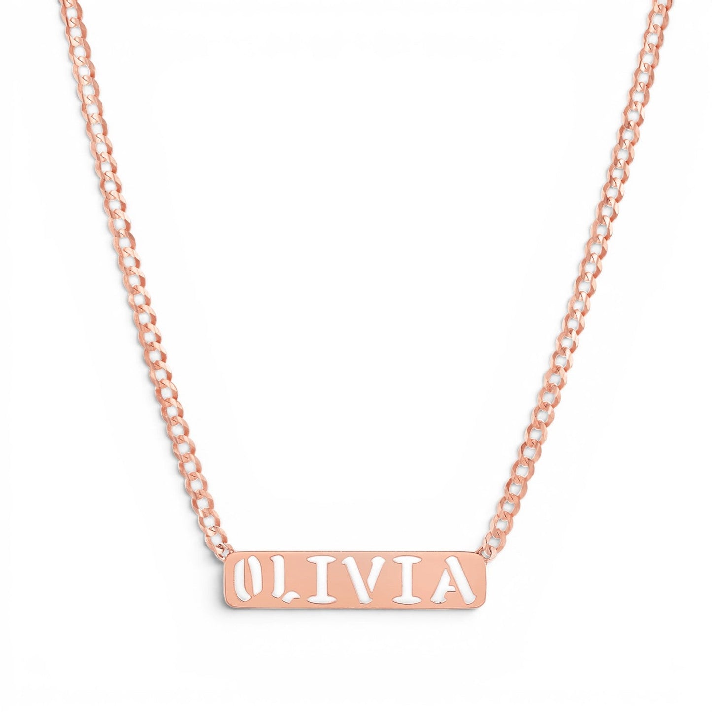 Cuban Link Custom Nameplate Necklace - Lotus Diamond