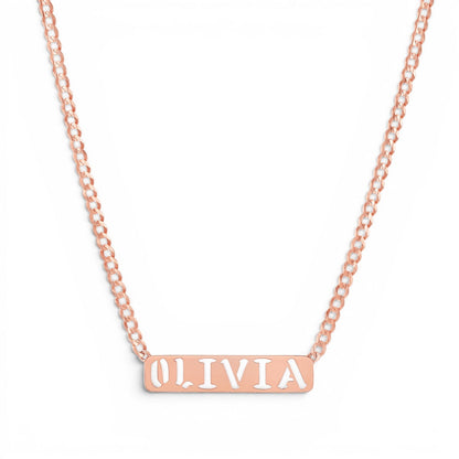 Cuban Link Custom Nameplate Necklace - Lotus Diamond