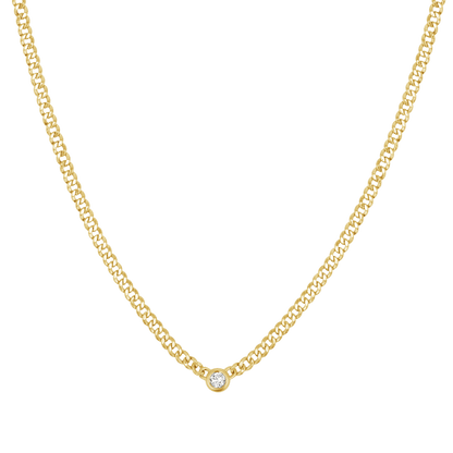 Cuban Link Diamond Solitaire Necklace - Lotus Diamond