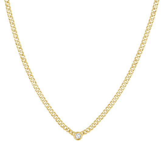 Cuban Link Diamond Solitaire Necklace - Lotus Diamond