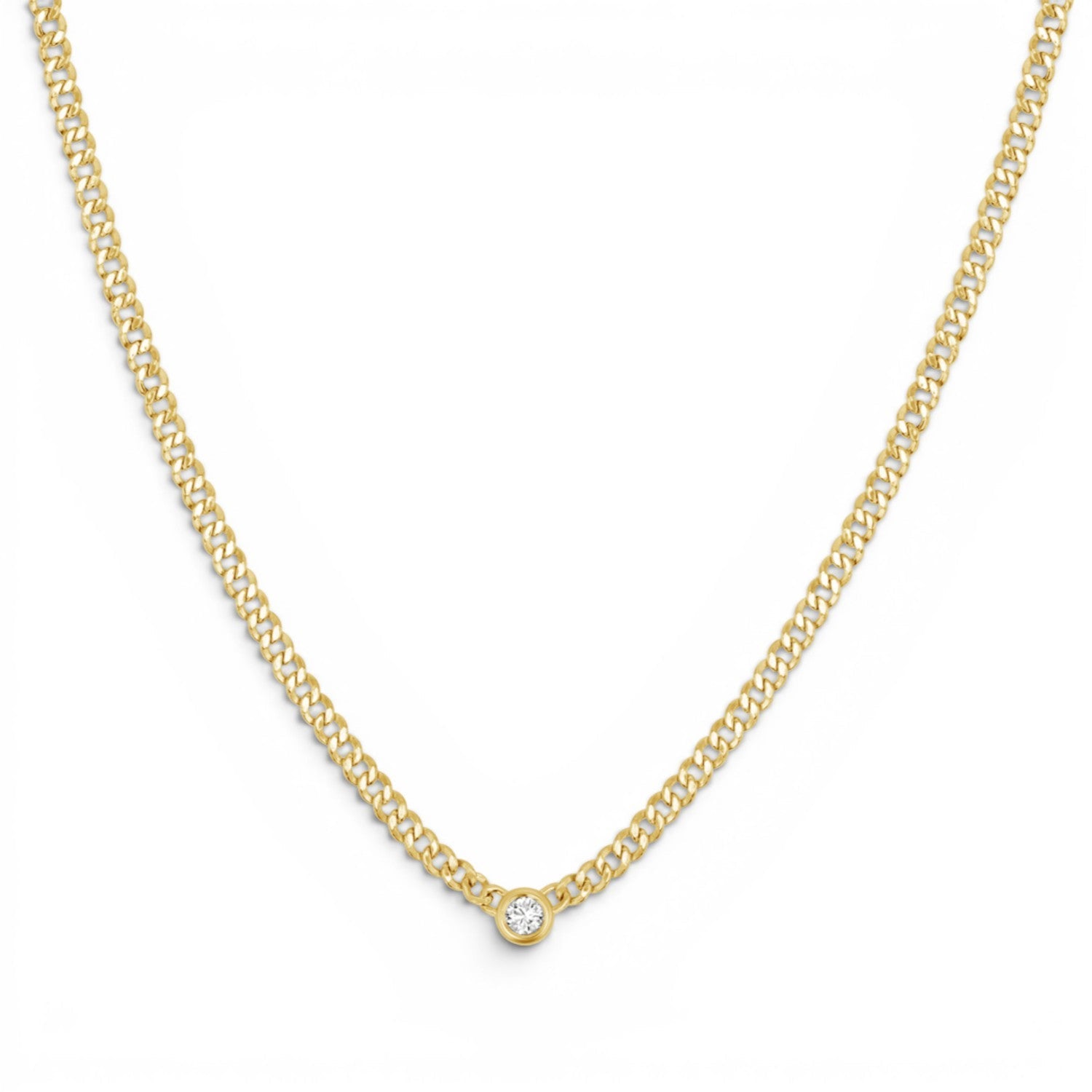Cuban Link Diamond Solitaire Necklace - Lotus Diamond