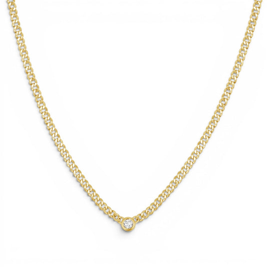 Cuban Link Diamond Solitaire Necklace - Lotus Diamond