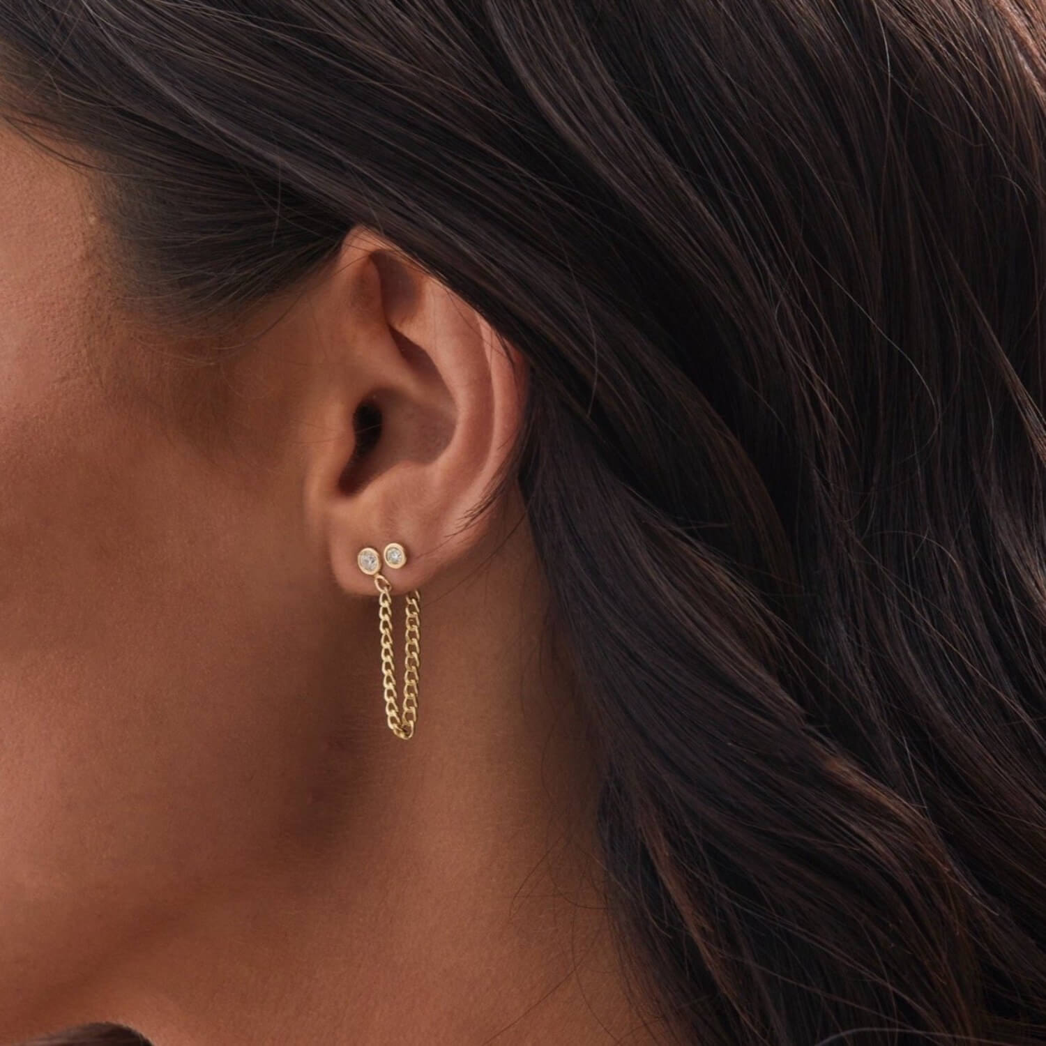 Cuban Link Drop Chain Diamond Earring - Lotus Diamond