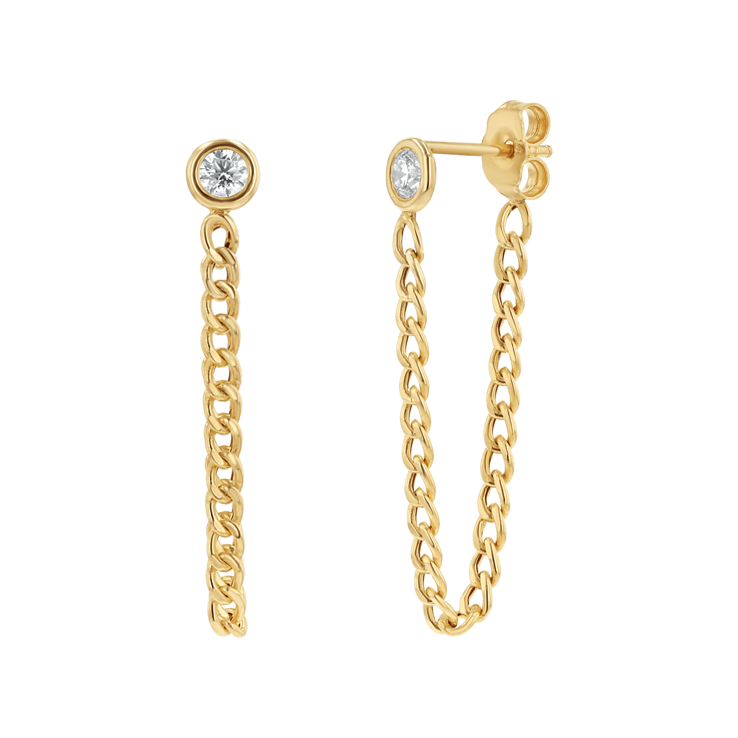 Cuban Link Drop Chain Diamond Earring - Lotus Diamond