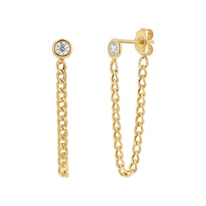 Cuban Link Drop Chain Diamond Earring - Lotus Diamond