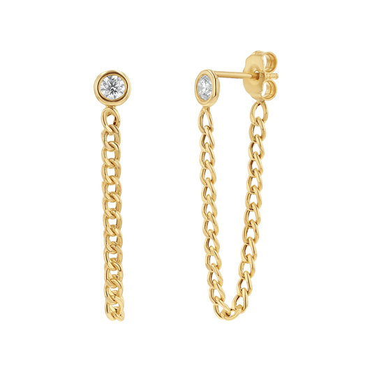 Cuban Link Drop Chain Diamond Earring - Lotus Diamond