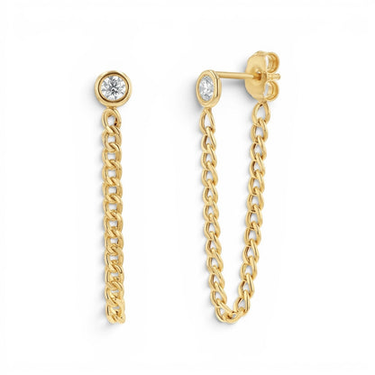 Cuban Link Drop Chain Diamond Earring - Lotus Diamond