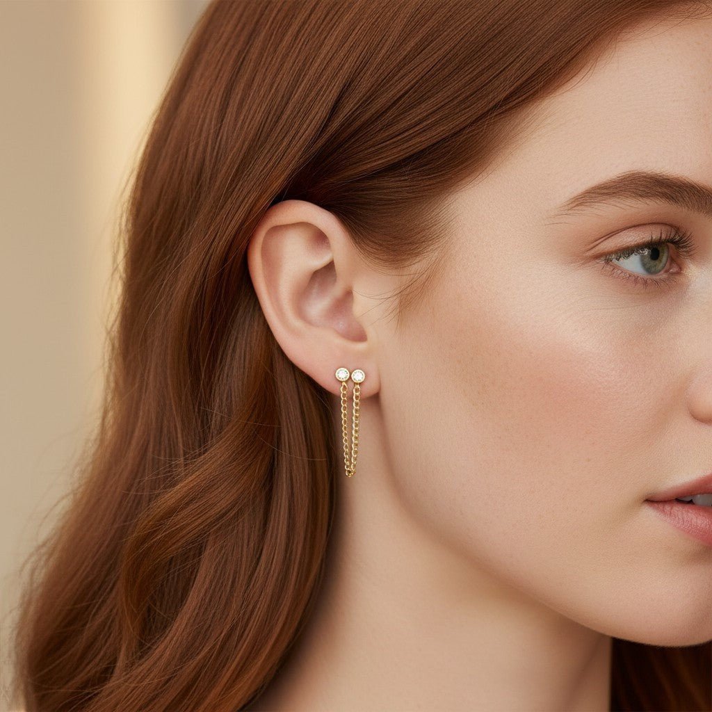 Cuban Link Drop Chain Diamond Earring - Lotus Diamond