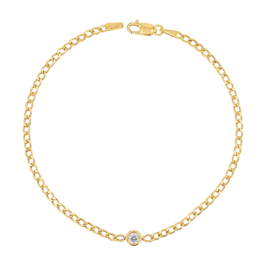Cuban Link Floating Diamond Bracelet - Lotus Diamond