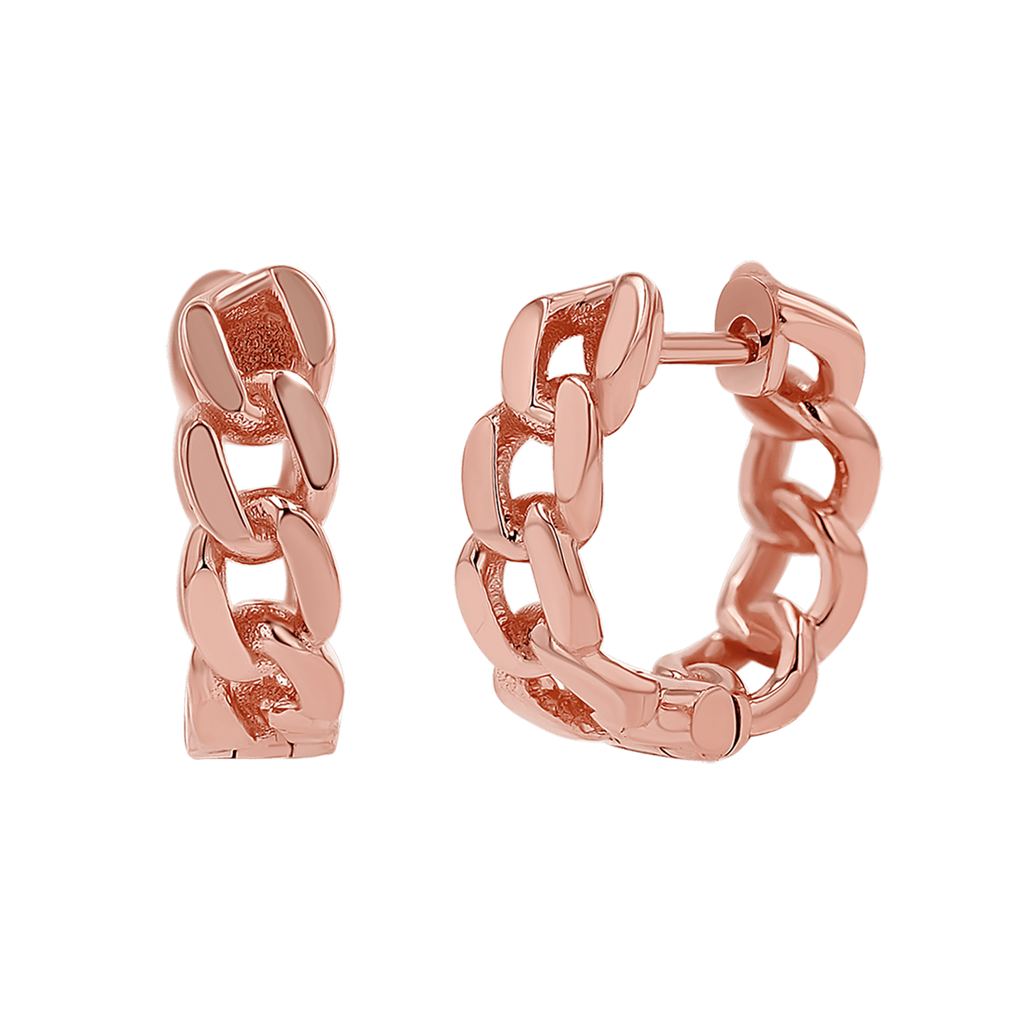 Cuban Link Huggies Hoop Earrings - Lotus Diamond