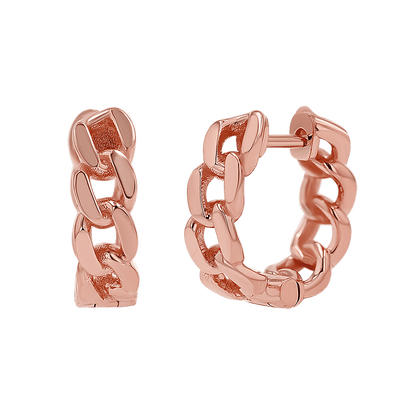 Cuban Link Huggies Hoop Earrings - Lotus Diamond