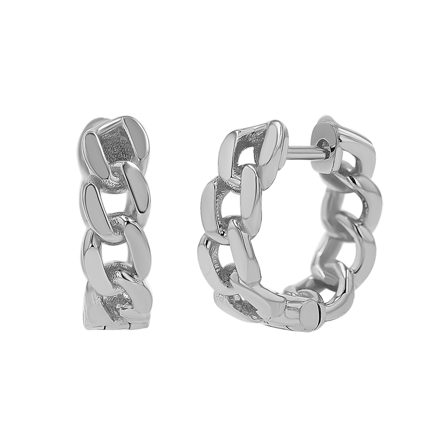 Cuban Link Huggies Hoop Earrings - Lotus Diamond