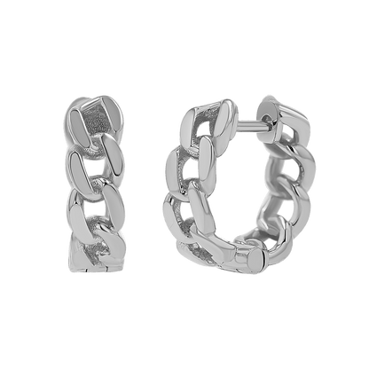 Cuban Link Huggies Hoop Earrings - Lotus Diamond