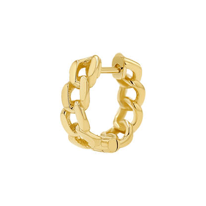 Cuban Link Huggies Hoop Earrings - Lotus Diamond
