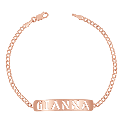 Cuban Link Nameplate Bracelet - Lotus Diamond