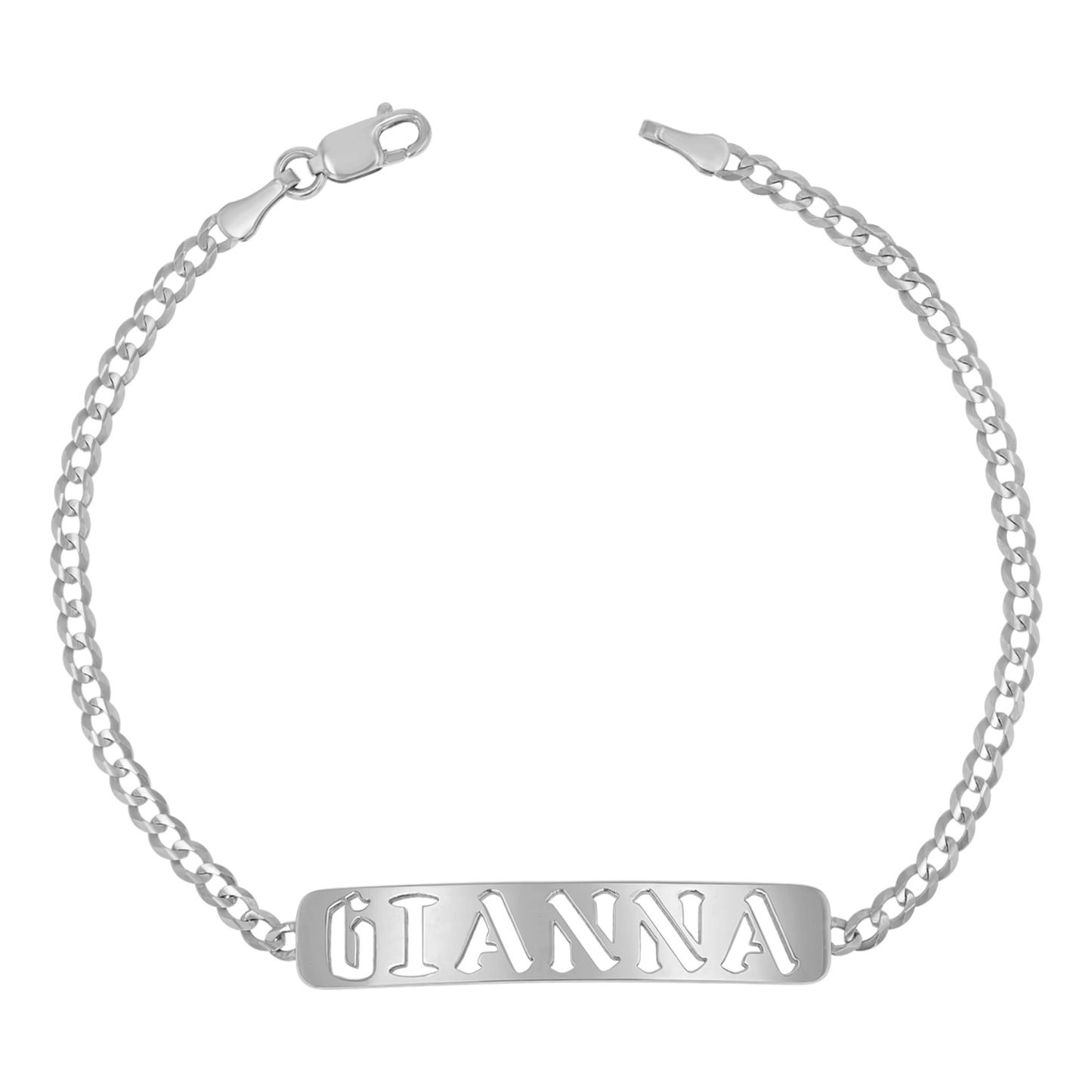 Cuban Link Nameplate Bracelet - Lotus Diamond
