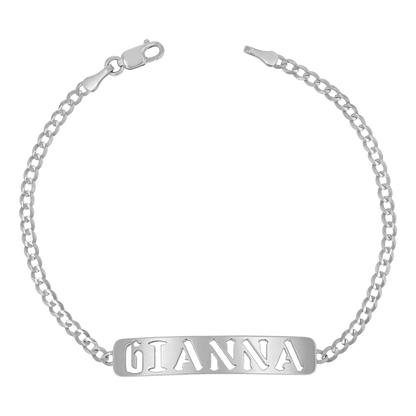 Cuban Link Nameplate Bracelet - Lotus Diamond