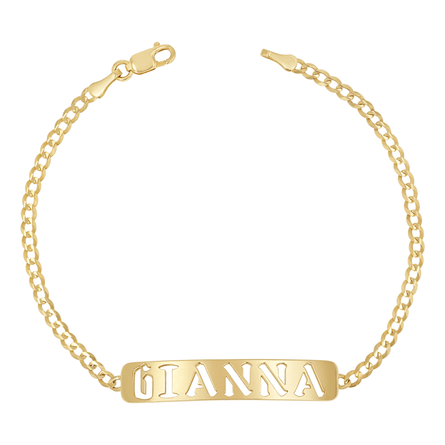 Cuban Link Nameplate Bracelet - Lotus Diamond