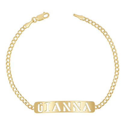 Cuban Link Nameplate Bracelet - Lotus Diamond