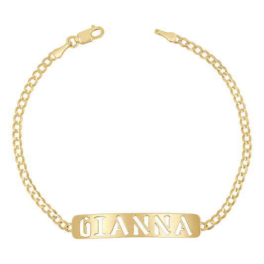 Cuban Link Nameplate Bracelet - Lotus Diamond
