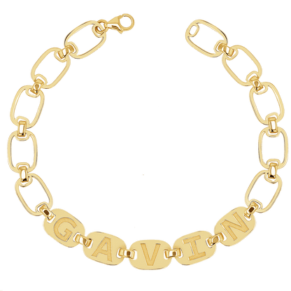 Custom Chain Link Name Bracelet - Lotus Diamond
