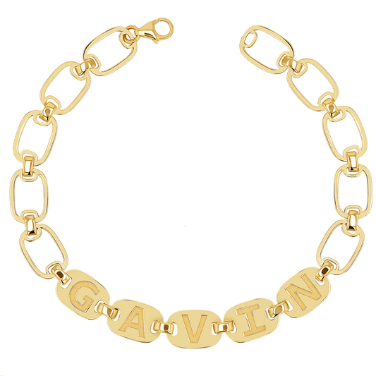 Custom Chain Link Name Bracelet - Lotus Diamond