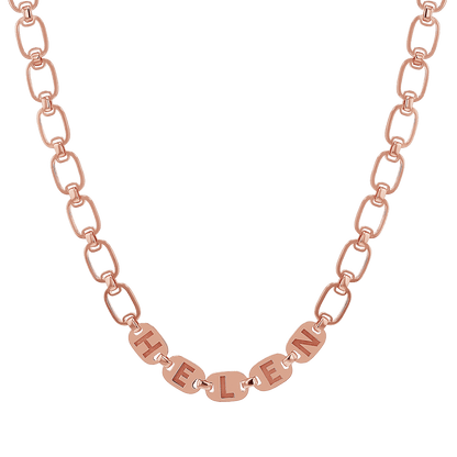 Custom Chain Link Name Necklace - Lotus Diamond