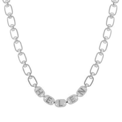 Custom Chain Link Name Necklace - Lotus Diamond