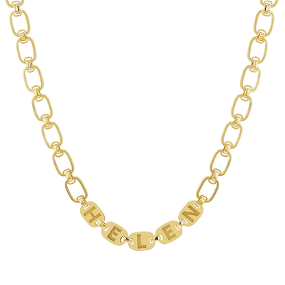 Custom Chain Link Name Necklace - Lotus Diamond