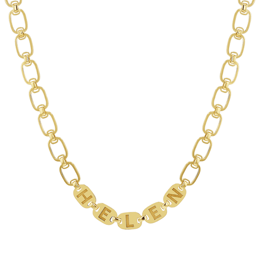Custom Chain Link Name Necklace - Lotus Diamond