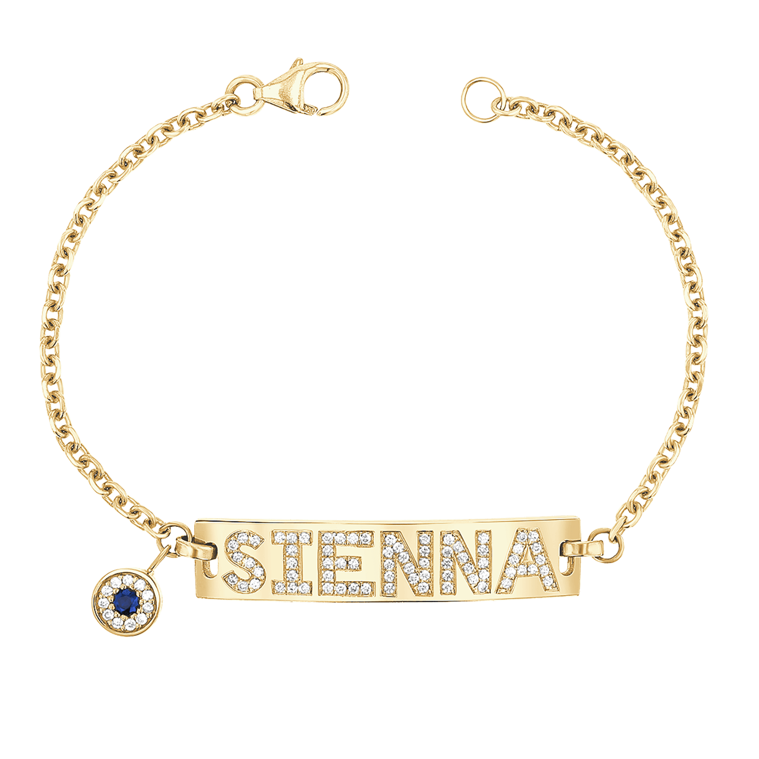 Custom Diamond Bar Bracelet With Evil Eye - Lotus Diamond