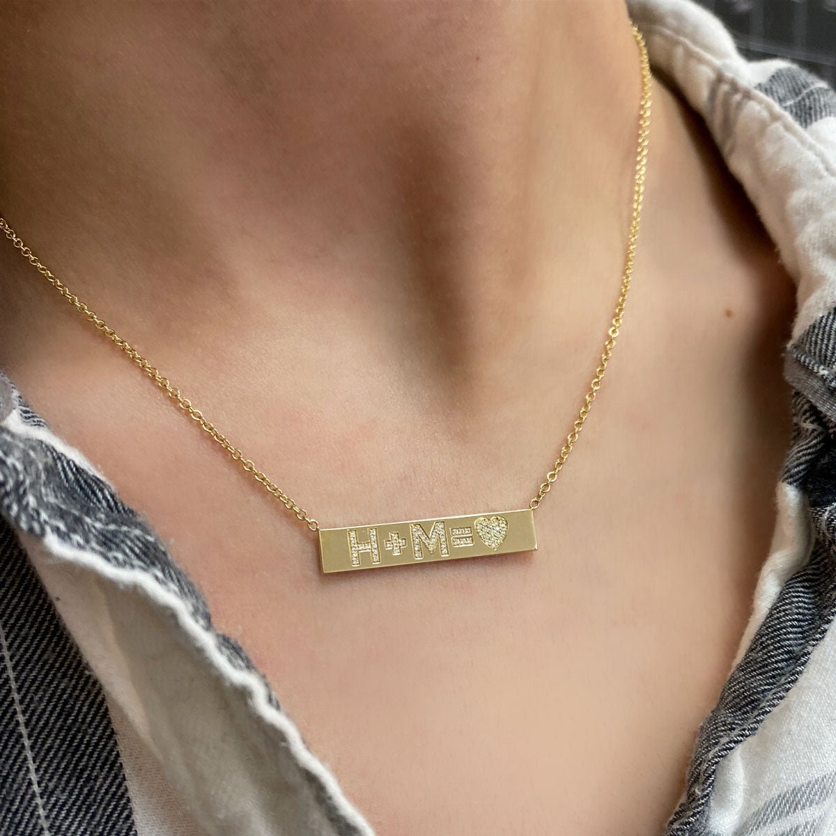 Custom Diamond Bar Necklace - Lotus Diamond