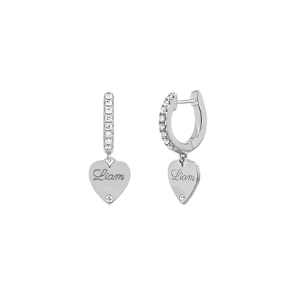 Custom Diamond Heart Huggie Earrings - Lotus Diamond