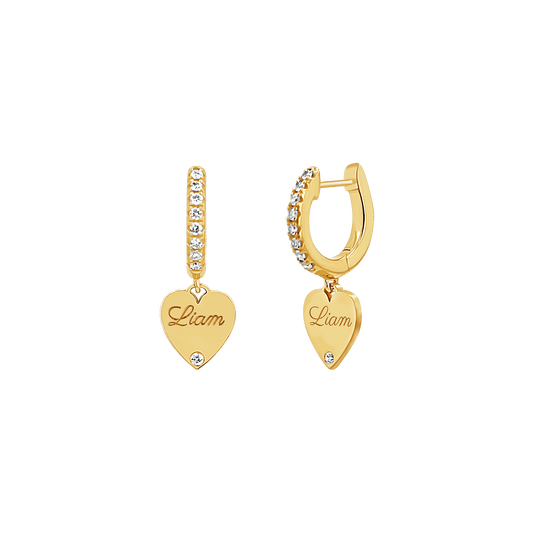 Custom Diamond Heart Huggie Earrings - Lotus Diamond