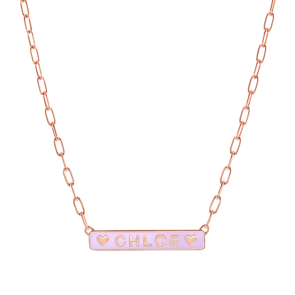 Custom Enamel ID Necklace - Lotus Diamond