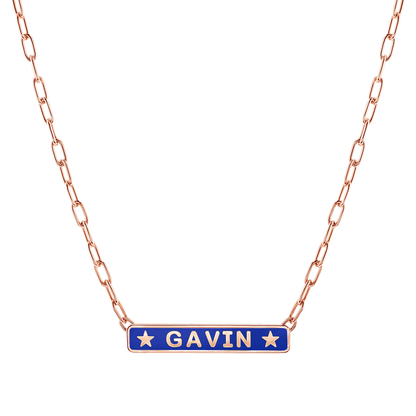 Custom Enamel ID Necklace - Lotus Diamond