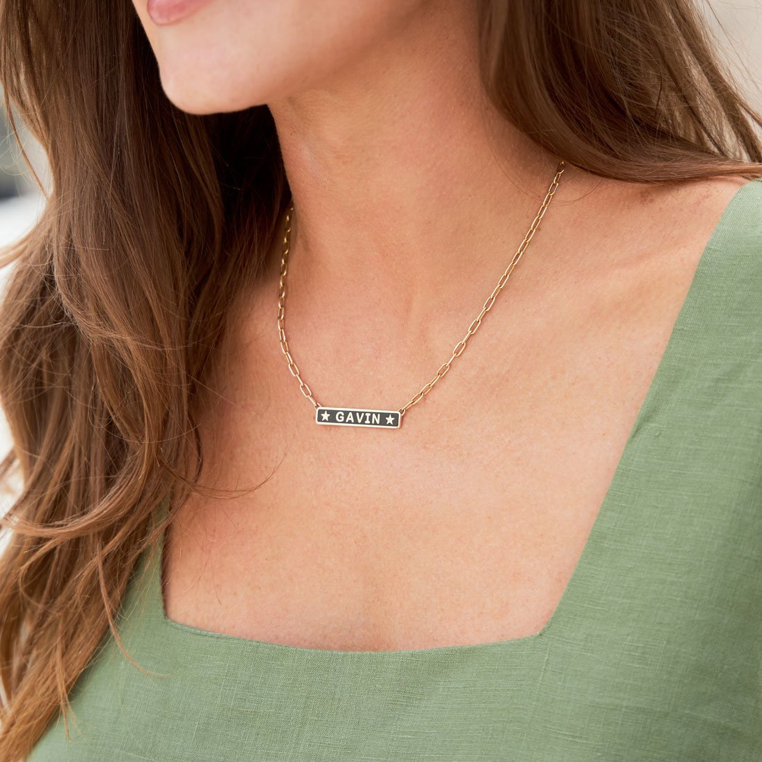Custom Enamel ID Necklace - Lotus Diamond